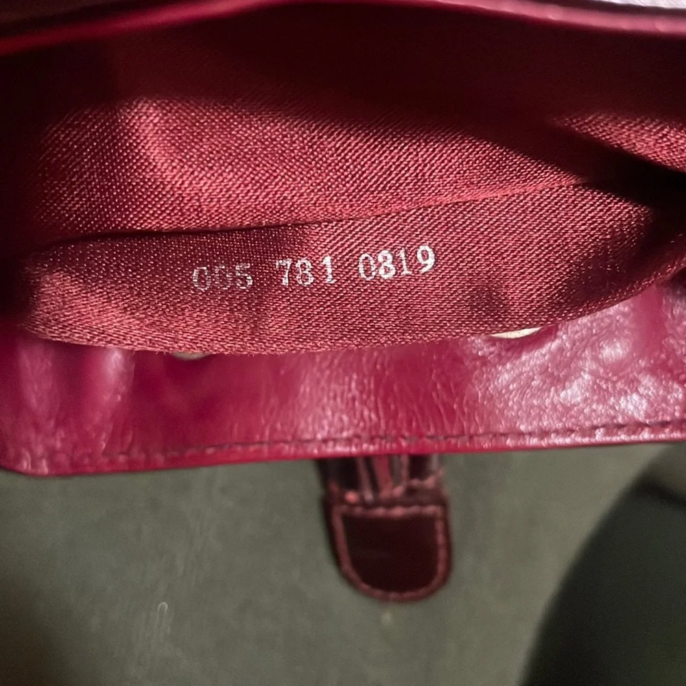Gucci Burgundy Patent Leather Bamboo Top Handle Backpack